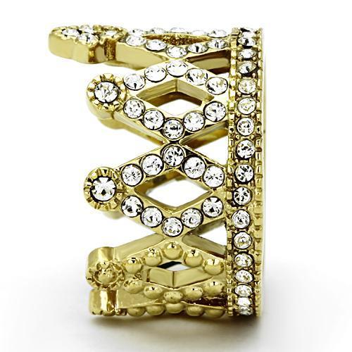 TK1109 - IP Gold(Ion Plating) Stainless Steel Ring with Top Grade Crystal  in Clear-3