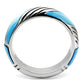 TK110 - High polished (no plating) Stainless Steel Ring with Precious Stone Conch in Sea Blue-3