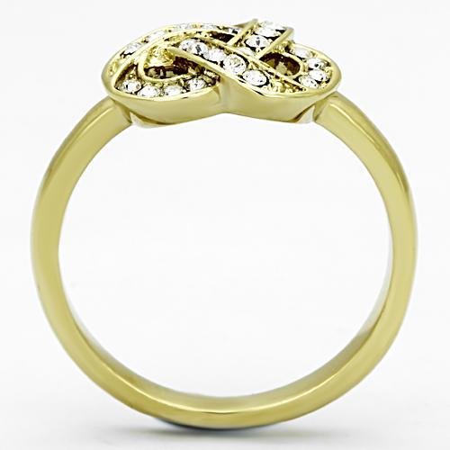 TK1111 - IP Gold(Ion Plating) Stainless Steel Ring with Top Grade Crystal  in Clear-2