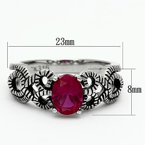 TK1112 - High polished (no plating) Stainless Steel Ring with AAA Grade CZ  in Ruby-1