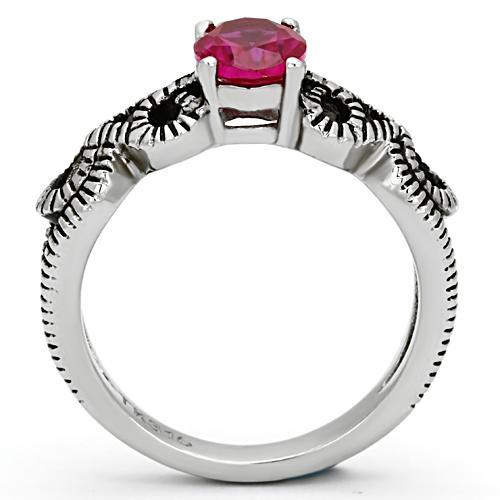 TK1112 - High polished (no plating) Stainless Steel Ring with AAA Grade CZ  in Ruby-2