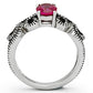 TK1112 - High polished (no plating) Stainless Steel Ring with AAA Grade CZ  in Ruby-2