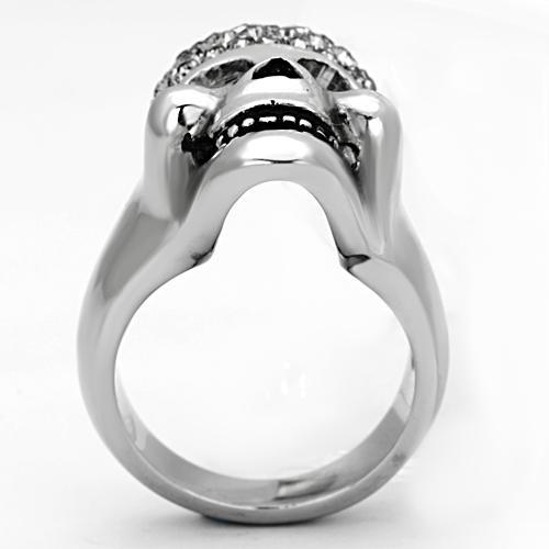 TK1116 - High polished (no plating) Stainless Steel Ring with Top Grade Crystal  in Black Diamond-2