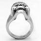 TK1116 - High polished (no plating) Stainless Steel Ring with Top Grade Crystal  in Black Diamond-2
