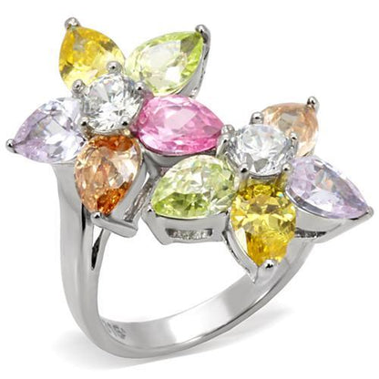 Kered Cocktail Ring - Stainless Steel, AAA CZ , Multi Color - TK111-2