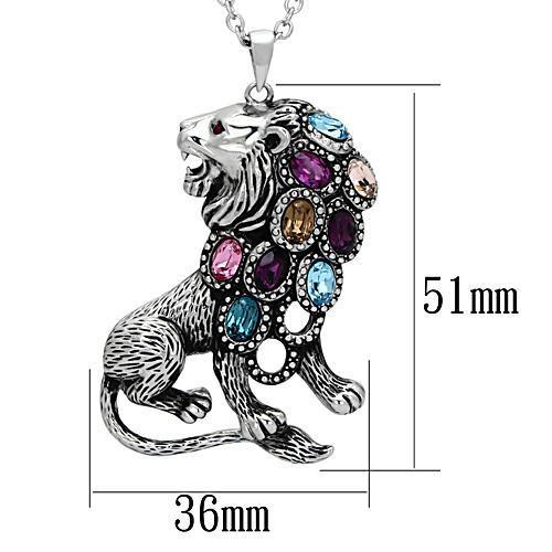 TK1125 - High polished (no plating) Stainless Steel Chain Pendant with Top Grade Crystal  in Multi Color-1