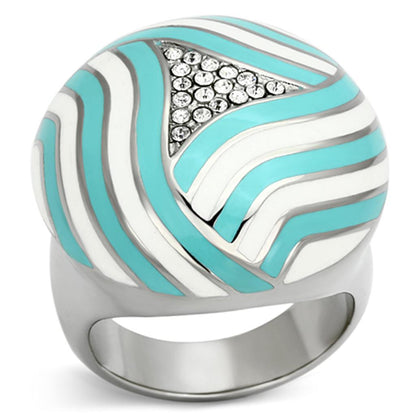 TK1138 - High polished (no plating) Stainless Steel Ring with Top Grade Crystal  in Clear-0