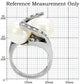 TK113 - High polished (no plating) Stainless Steel Ring with Synthetic Pearl in White-1
