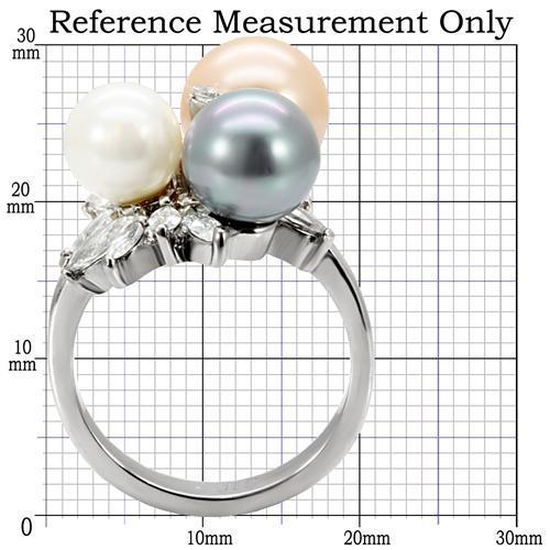 TK114 - High polished (no plating) Stainless Steel Ring with Synthetic Pearl in Multi Color-1
