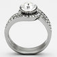 TK1155 - High polished (no plating) Stainless Steel Ring with Top Grade Crystal  in Clear-2