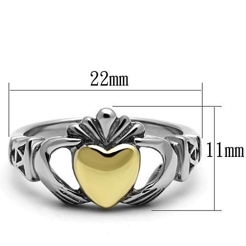 TK1157 - Two-Tone IP Gold (Ion Plating) Stainless Steel Ring with No Stone-1