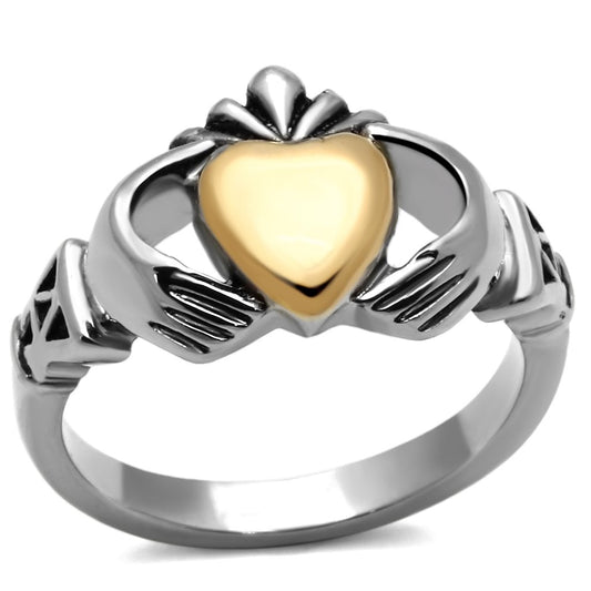 TK1157 - Two-Tone IP Gold (Ion Plating) Stainless Steel Ring with No Stone-0