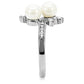 TK116 - High polished (no plating) Stainless Steel Ring with Synthetic Pearl in White-4