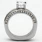 TK1175 - High polished (no plating) Stainless Steel Ring with AAA Grade CZ  in Clear-2