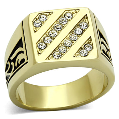 TK1189 - IP Gold(Ion Plating) Stainless Steel Ring with Top Grade Crystal  in Clear-0