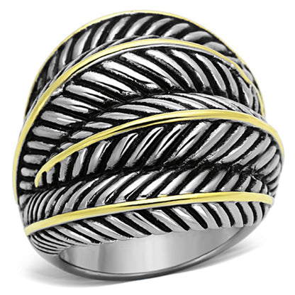 TK1209 - Two-Tone IP Gold (Ion Plating) Stainless Steel Ring with Epoxy  in Jet-0