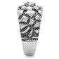 TK121 - High polished (no plating) Stainless Steel Ring with AAA Grade CZ  in Clear-4