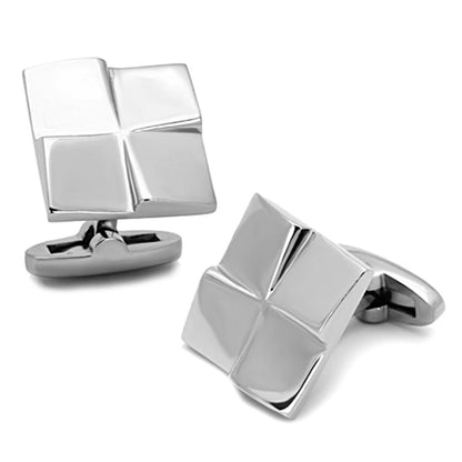 TK1250 - High polished (no plating) Stainless Steel Cufflink with No Stone-0