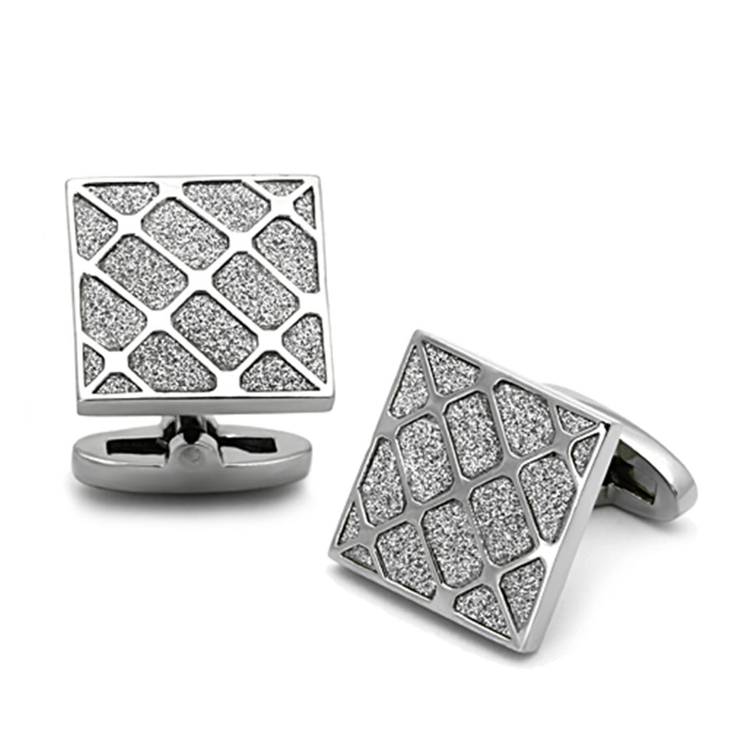 TK1252 - High polished (no plating) Stainless Steel Cufflink with No Stone-0
