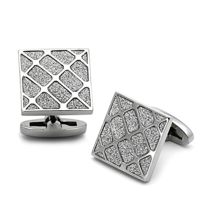 TK1252 - High polished (no plating) Stainless Steel Cufflink with No Stone-0