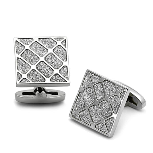 TK1252 - High polished (no plating) Stainless Steel Cufflink with No Stone-0
