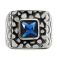 TK128 - High polished (no plating) Stainless Steel Ring with Synthetic Synthetic Glass in Montana-2