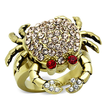 TK1290 - IP Gold(Ion Plating) Stainless Steel Ring with Top Grade Crystal  in Multi Color-0