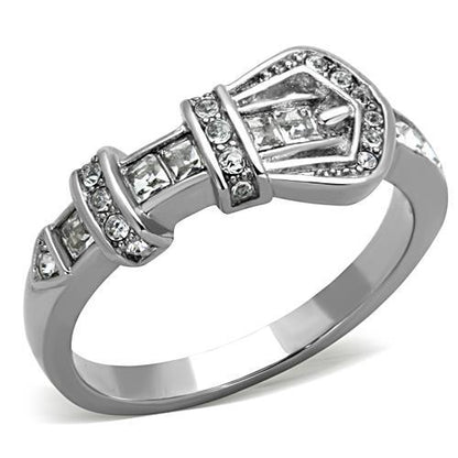TK1334 - High polished (no plating) Stainless Steel Ring with Top Grade Crystal  in Clear-0