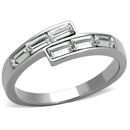 TK1335 - High polished (no plating) Stainless Steel Ring with Top Grade Crystal  in Clear-0