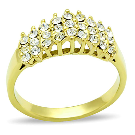 TK1384 - IP Gold(Ion Plating) Stainless Steel Ring with Top Grade Crystal  in Clear-0