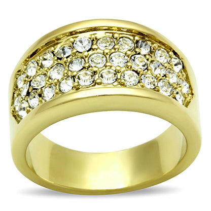 TK1385 - IP Gold(Ion Plating) Stainless Steel Ring with Top Grade Crystal  in Clear-0