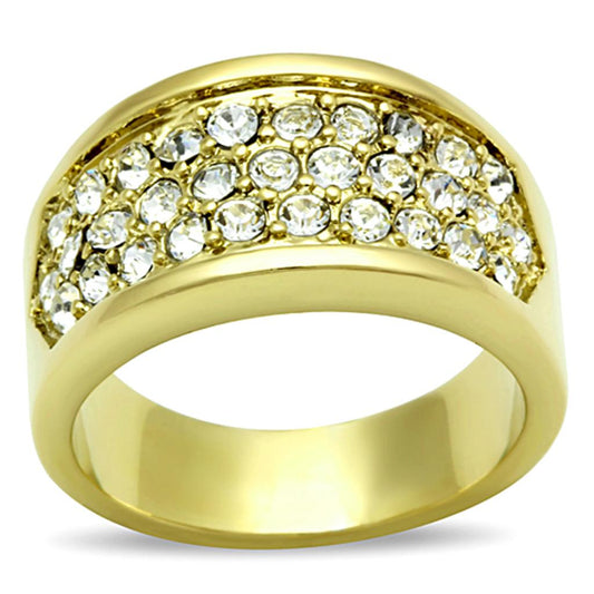 TK1385 - IP Gold(Ion Plating) Stainless Steel Ring with Top Grade Crystal  in Clear-0