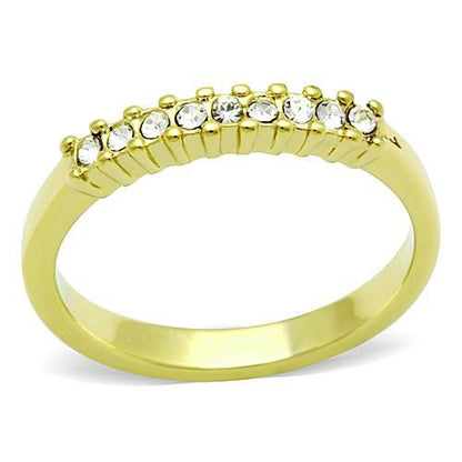 TK1390 - IP Gold(Ion Plating) Stainless Steel Ring with Top Grade Crystal  in Clear-0