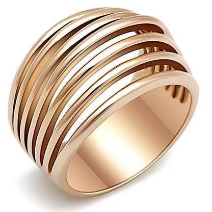 TK1414 - IP Rose Gold(Ion Plating) Stainless Steel Ring with No Stone-0