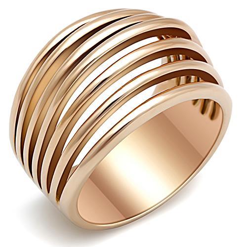 TK1414 - IP Rose Gold(Ion Plating) Stainless Steel Ring with No Stone-0