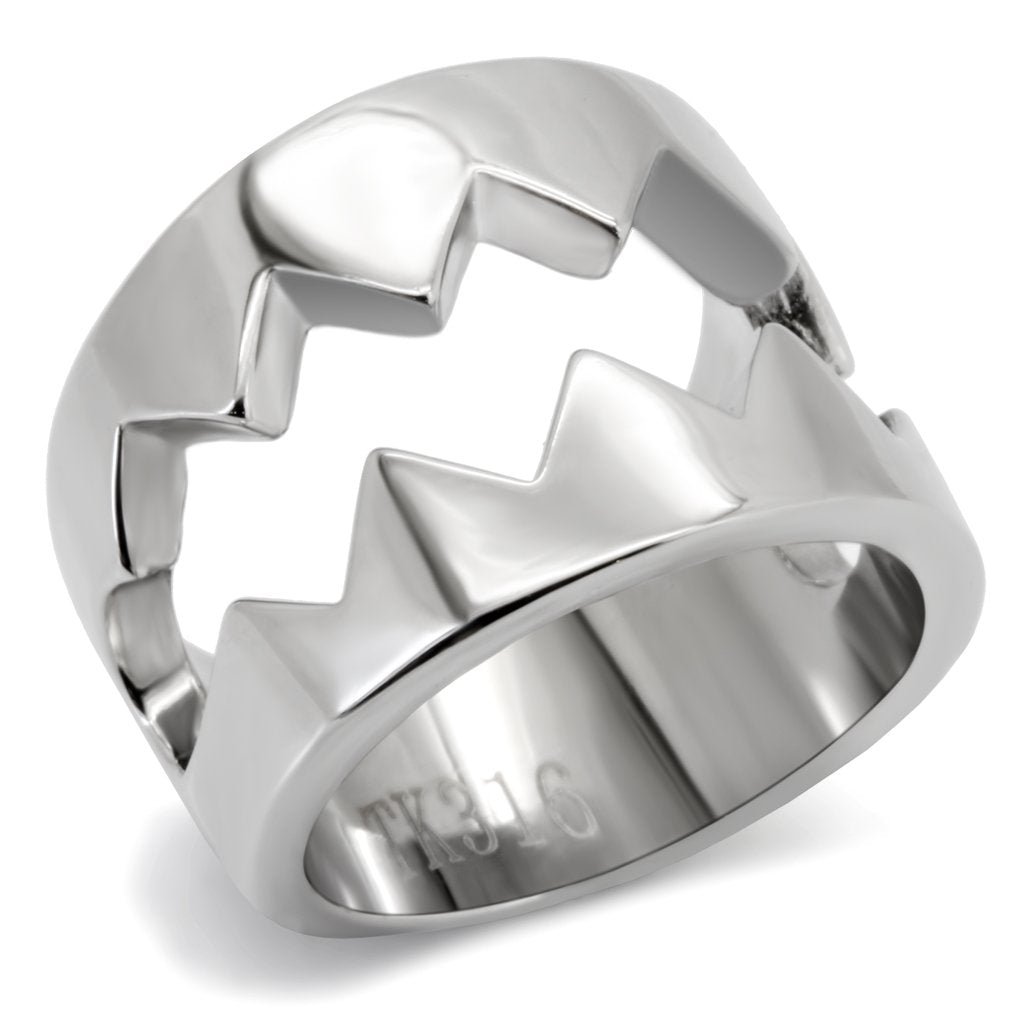 TK143 - High polished (no plating) Stainless Steel Ring with No Stone-0
