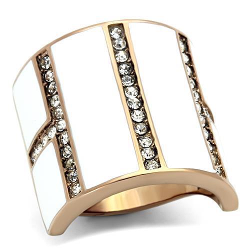 TK1444 - IP Rose Gold(Ion Plating) Stainless Steel Ring with Top Grade Crystal  in Clear-0