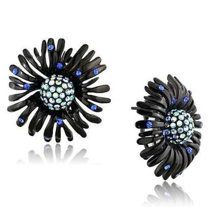 TK1476 - IP Black(Ion Plating) Stainless Steel Earrings with Top Grade Crystal  in Multi Color-0