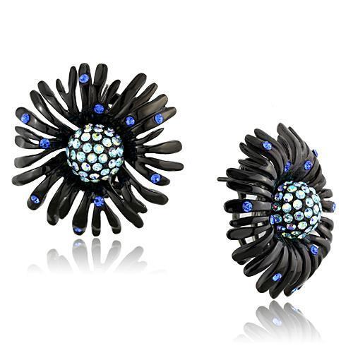 TK1476 - IP Black(Ion Plating) Stainless Steel Earrings with Top Grade Crystal  in Multi Color-0