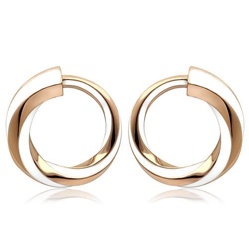 TK1488 - IP Rose Gold(Ion Plating) Stainless Steel Earrings with Epoxy  in White-0