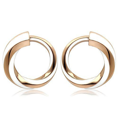TK1488 - IP Rose Gold(Ion Plating) Stainless Steel Earrings with Epoxy  in White-0