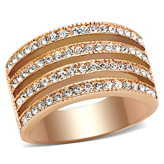 TK1492 - IP Rose Gold(Ion Plating) Stainless Steel Ring with AAA Grade CZ  in Clear-0
