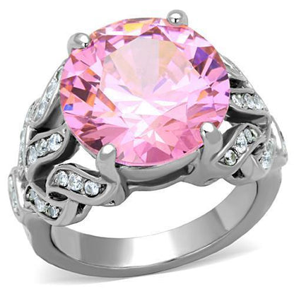 TK1512 - High polished (no plating) Stainless Steel Ring with AAA Grade CZ  in Rose-0