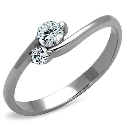 TK1544 - High polished (no plating) Stainless Steel Ring with AAA Grade CZ  in Clear-0