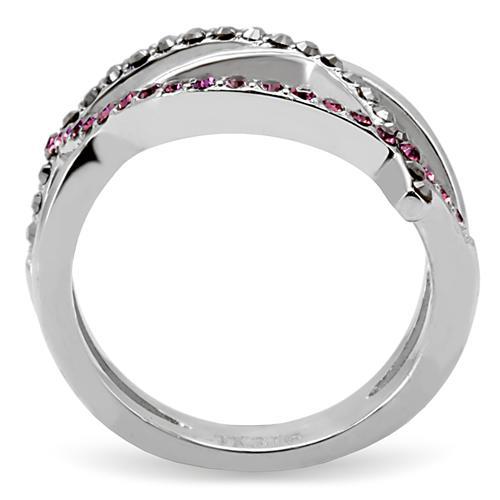 TK156 - High polished (no plating) Stainless Steel Ring with Top Grade Crystal  in Multi Color-3