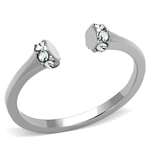 TK1580 - High polished (no plating) Stainless Steel Ring with Top Grade Crystal  in Clear-0