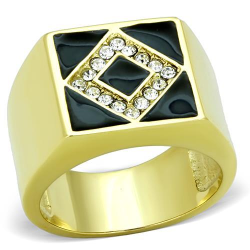 TK1613 - IP Gold(Ion Plating) Stainless Steel Ring with Top Grade Crystal  in Clear-0