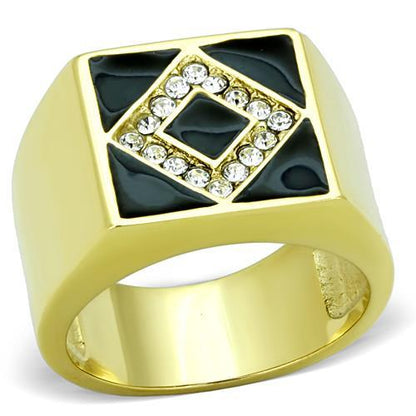 TK1613 - IP Gold(Ion Plating) Stainless Steel Ring with Top Grade Crystal  in Clear-0