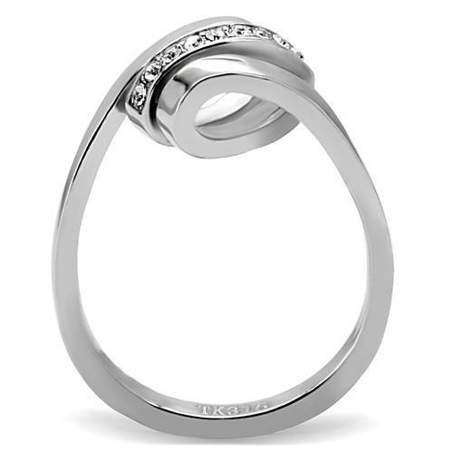 TK161 - High polished (no plating) Stainless Steel Ring with Top Grade Crystal  in Clear-3