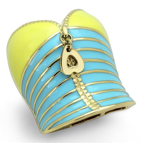 TK1623 - IP Gold(Ion Plating) Stainless Steel Ring with Epoxy  in Multi Color-0